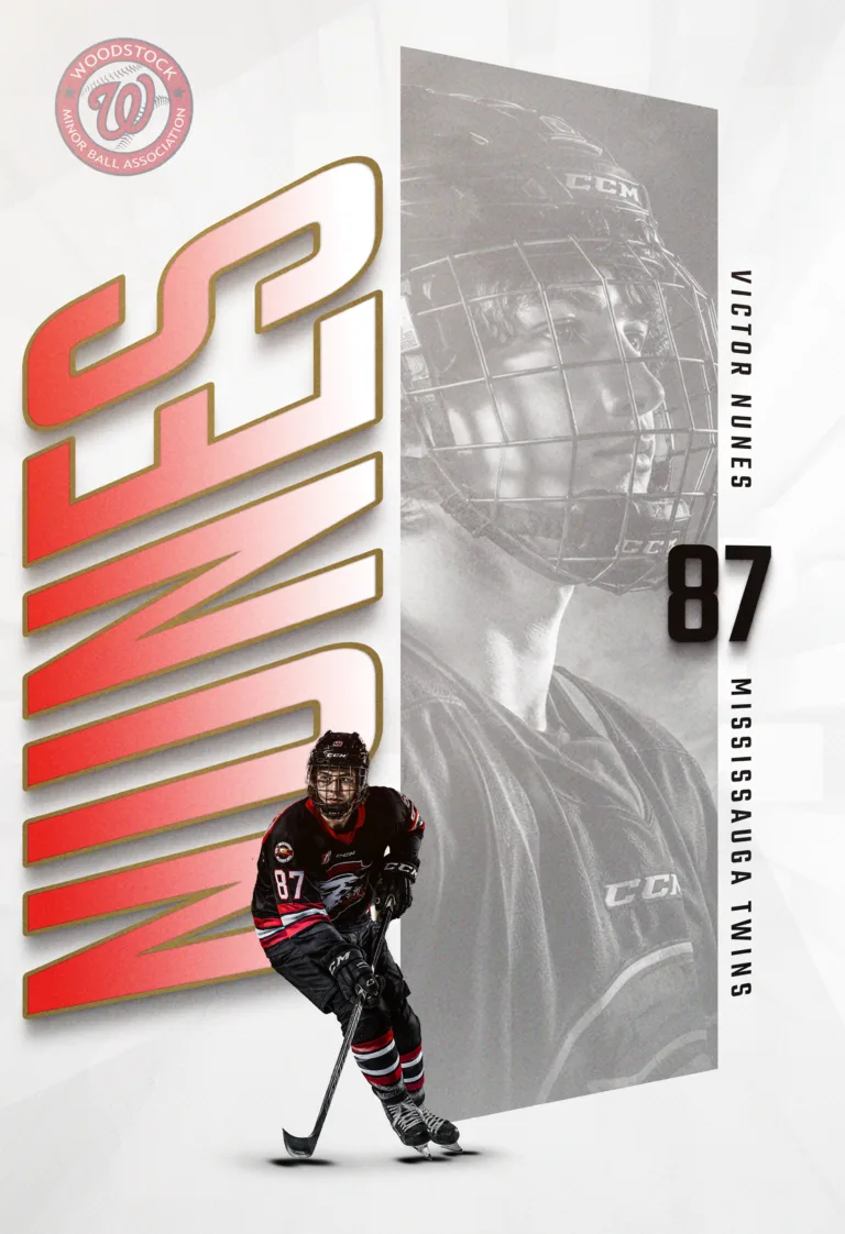 Youth hockey player in full gear during live tournament play in Ontario